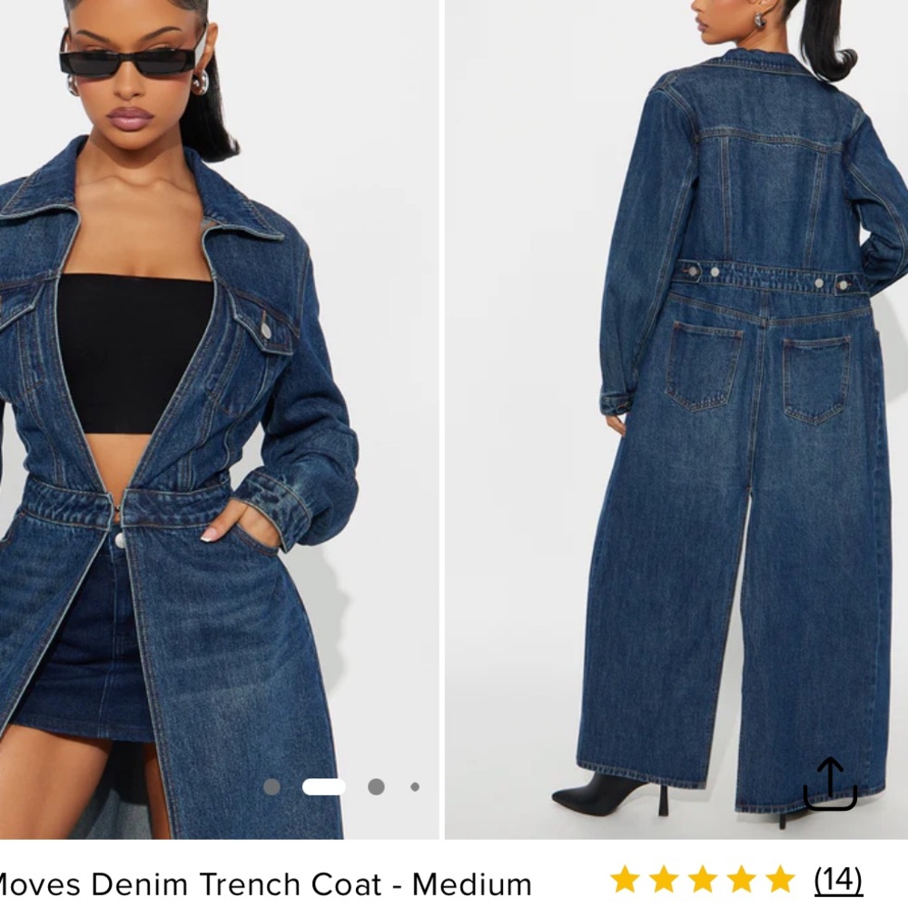 Fashion Nova medium blue wash Trench Coat floor length S NWT - Picture 2 of 15